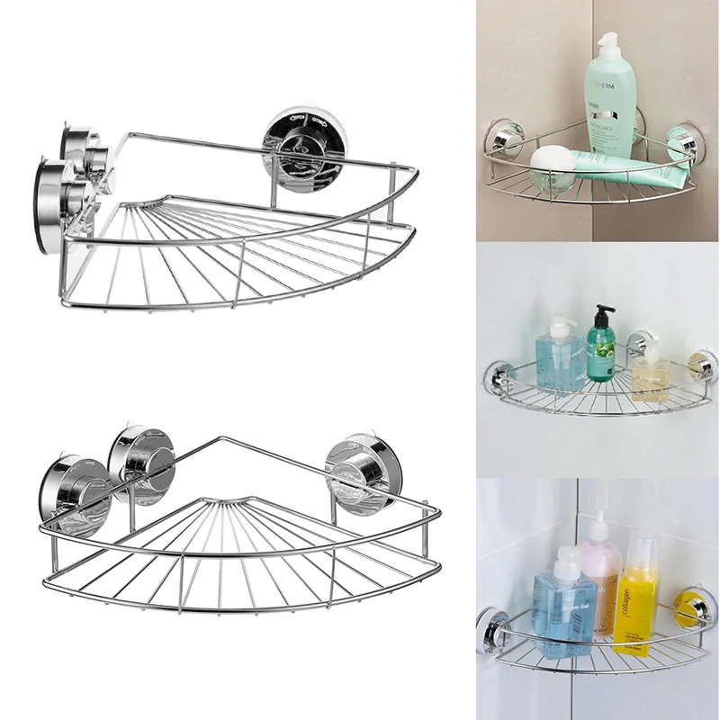 قوي مصاصة الحمام تخزين الرف الزاوية الرف فرز رف الحائط الشامبو محلول سلة رف