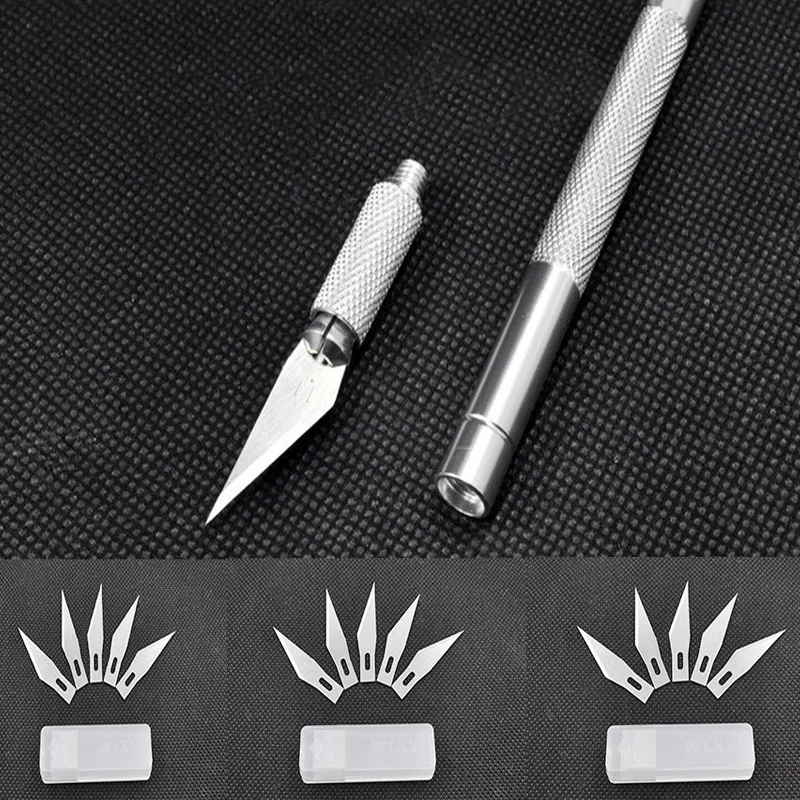 

Metal Handle Hobby Knife cutter knife craft knife pen cutter + 15pcs Blade Knives set for PCB Phone Repair DIY tool