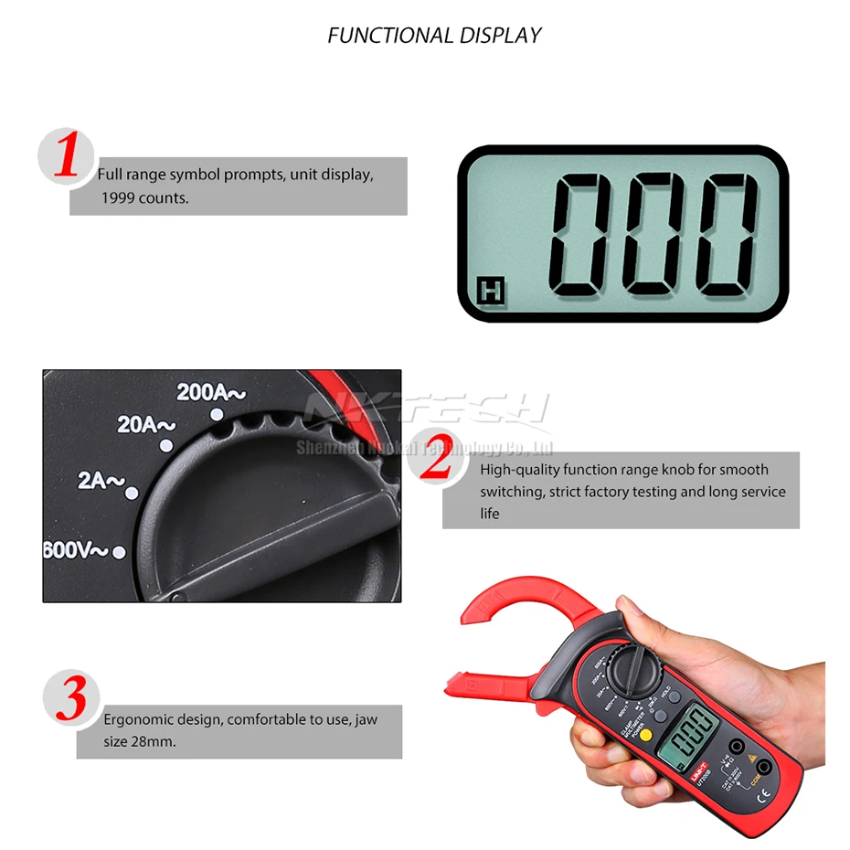 UNI-T цифровой клещи мультиметр UT200B UT200A ACA AC/DC Напряжение Вольтметр Сопротивление 600A Омметр Удержание данных диод тестер