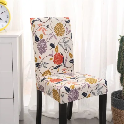 

Floral Print Elastic Chair Cover Home Decor Dining Spandex Stretch Chair Cover For Weddings Banquet Hotel Washable U1065