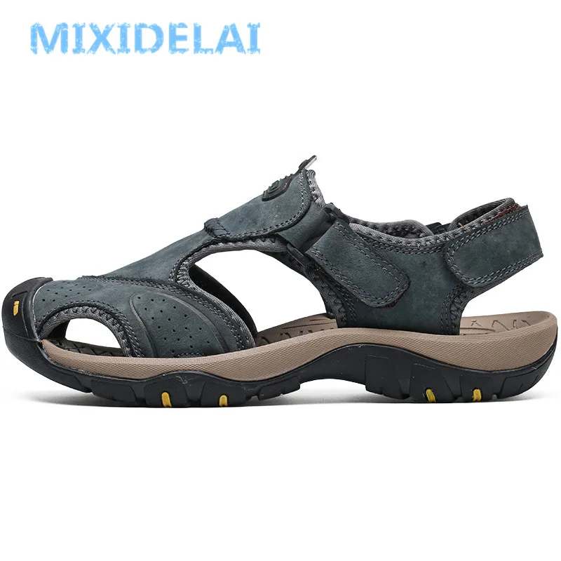 MIXIDELAI New Summer Men's Shoes Outdoor Casual Shoes Sandals Genuine Leather Non-slip Sneakers Men Beach Sandals Big Size 38-46