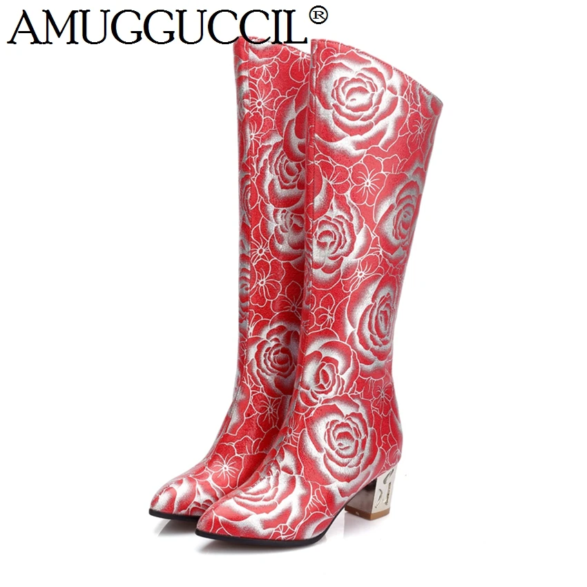 Beste 2018 Nieuwe Plus Big Size 33 48 Zwart Rood Wit Zip Mode Knie Hoge Herfst Lente Vrouwtjes Lady Womens laarzen X1484