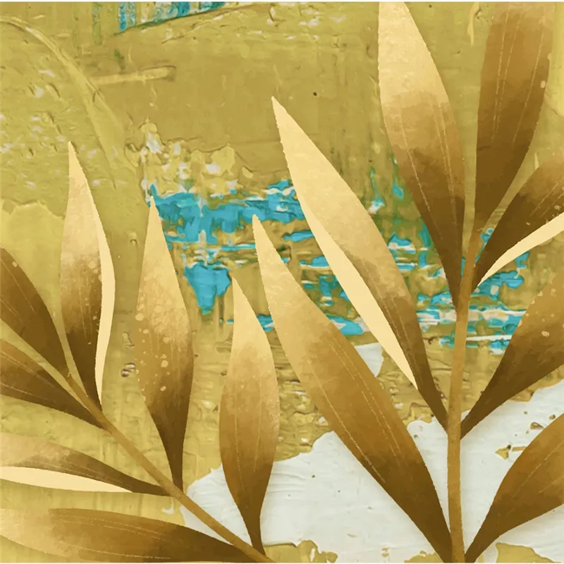 Тропический стиль картина маслом фото Настенные обои 3D современные синие желтые листья Papel де Parede 3D обои для стен