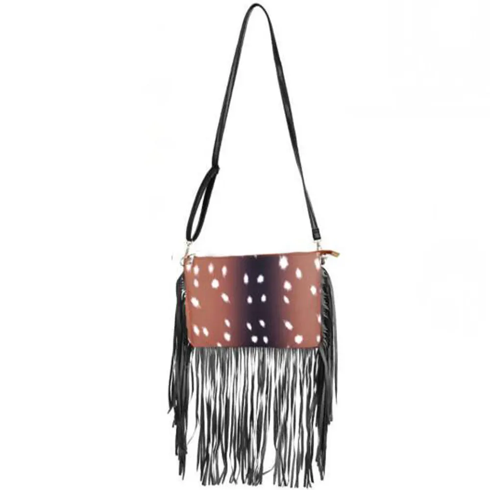 

Luxury Crossbody Bag For Women Deer Leopard Print Ladies Clutch Purse Soft Canvas Shoulder Bags With Tassel and a long Chain