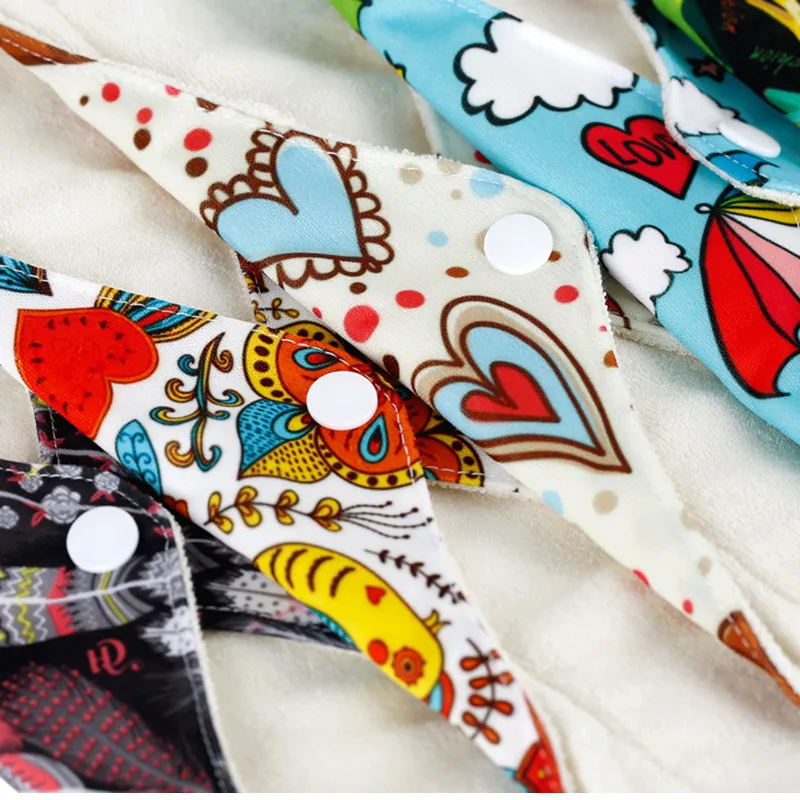 [simfamily]10Pcs Reusable Waterproof Regular Flow Menstrual Sanitary Cloth Pads Bamboo Inner,Mixed Color, Selling