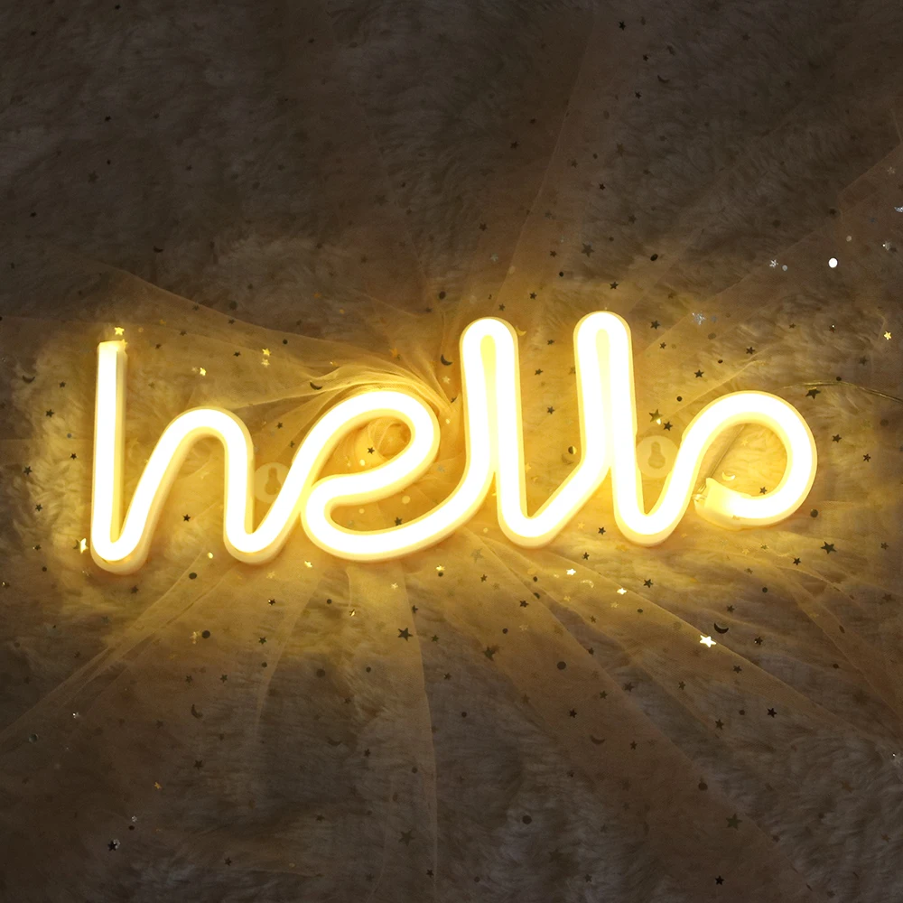 Ночной светильник с неоновым алфавитом Hello неоновый s для дня рождения свадьбы