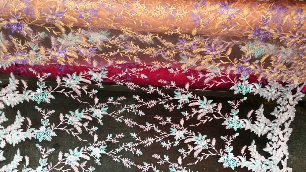 

Dress Embroidered fabric yellow flowers lace fabric african lace fabric 2017 high quality lace telas