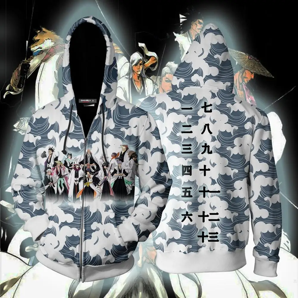 

BLEACH Kurosaki Ichigo Hoodies Cosplay Costume BLEACH Gotei 13 Hoodies Sweatshirts Zip Hoodies Casual Cool Coat Jacket Cosplay