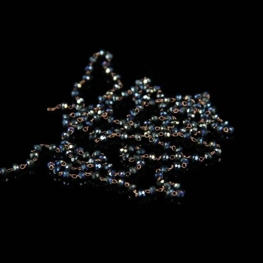 2x3 мм Синий Зеленый Титан AB стеклянные четки цепи ювелирные изделия, проволока обернутая латунь ограненные кружки крошечные бусины цепочки результаты