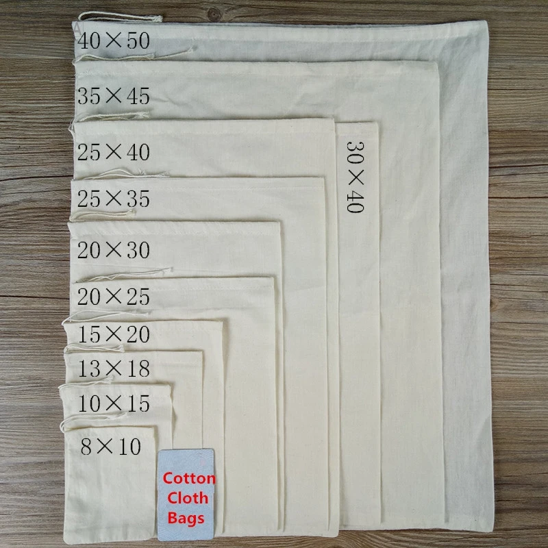 6 9 7 8 8 10 10 15cm 20 Sizes Cotton sack gunny cloth Drawstring Bags 
