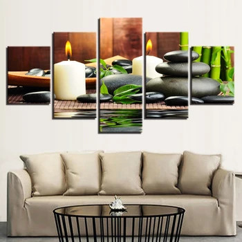 

Canvas HD Print Painting Modular Pictures 5 Panel Burning Candles Framework Wall Art Poster Modern Home Decoration Living Room