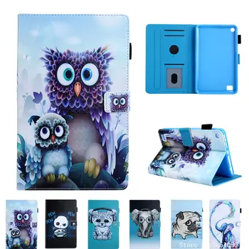 

For Amazon Kindle Fire 7 Case 2015 2017 5th 7th Generation Smart Cover tablet Funda Animal Painted PU Leather Stand Skin Shell