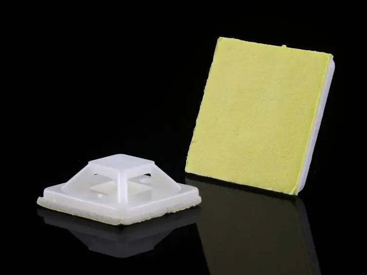 

500pcs/lot, 20*20mm cable tie seat cable tie holder adhessive mounting plate Self Adhesive Cable Tie Mount Base Holder