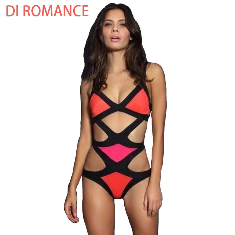 

DI ROMANCE One Piece Swimsuit Sexy Swimwear Women 2017 Beach Wear Bathing Suit Swim Bandage Backless Halter Top Monokini DI157
