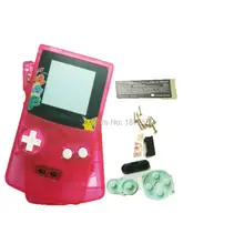 Новое прибытие прозрачный розовый корпус чехол для 【dogameboycolorgbc оболочка с Charmander экран объектив белые пуговицы w/резиновые прокладки