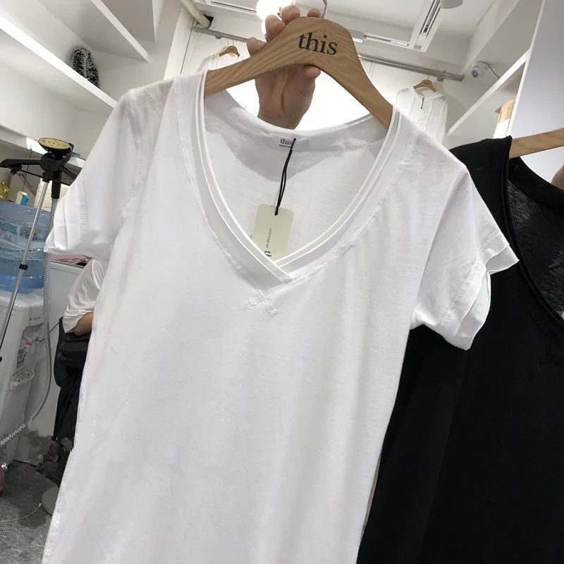 Women's-Basic-V-neck-T-Shirt-Cotton-Plain-Short-Sleeves-Summer-Tee-Shirt-Casual-Female-White-Tunic-Tops (6)