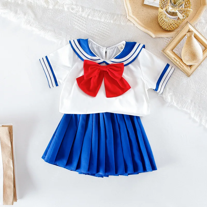 Аниме моряка одежда с лунным принтом косплей костюм маленькая девочка Морской стиль Японский моряцкий костюм топы и юбки