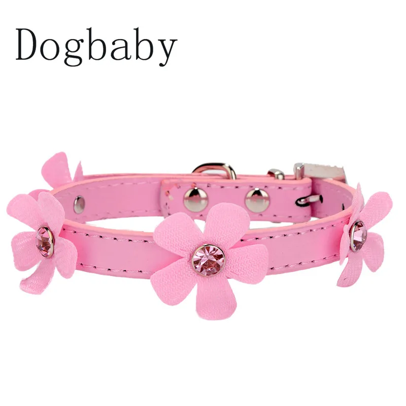 Ошейник для маленькой собачки Dogbaby с блестящими кристаллами и цветами ошейники