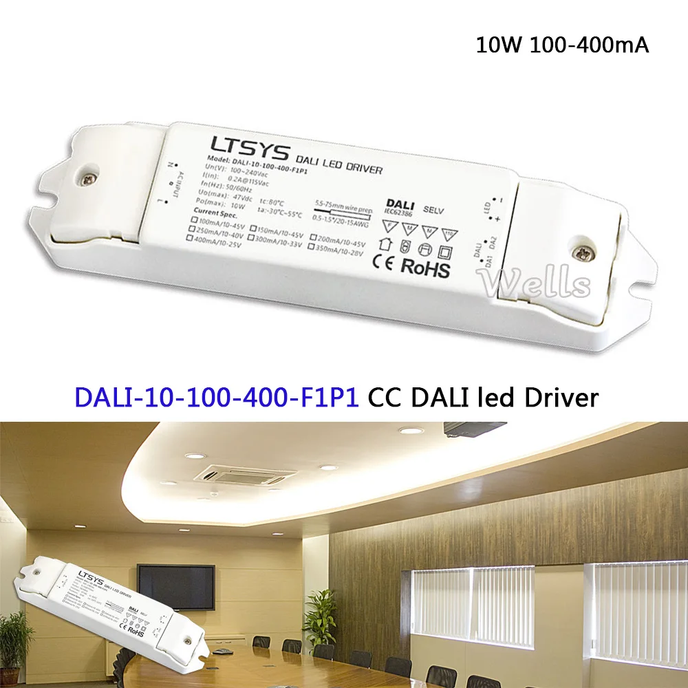 

LTECH 10W 100-400mA CC DALI led Driver;DALI-10-100-400-F1P1;AC100-240V input;DC10-45V output CC DALI led Dimming Driver
