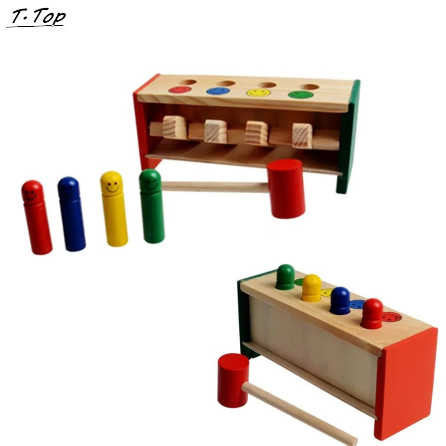 Buy Online Colorful Mini Cute Wooden Hammer Pounding Bench Blow Air