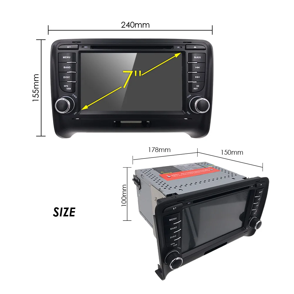 Discount Ossuret IPS DSP 2din Android 9 Car multimedia player dvd Stereo GPS Navigation For Audi TT MK2 2006-2012 auto radio Head unit FM 32