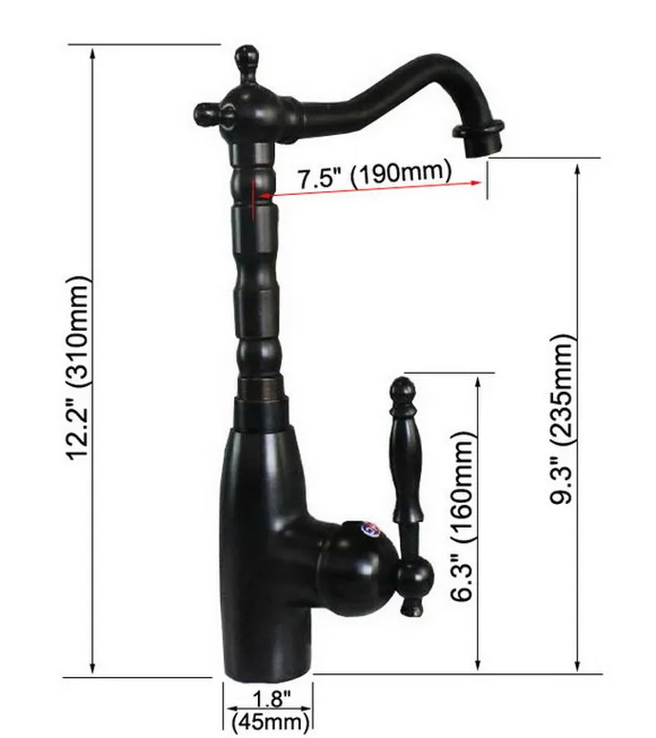 Black oil Antique Brass 360 Degree Swivel  Kitchen Cold Kitchen Tap Single Hole Water Tap Kitchen Faucet Nsf071