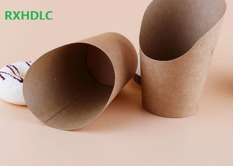 

12oz Disposable Kraft paper french fries cup brown Fried Chicken Wings Popcorn Dessert storage Box ice cream cup