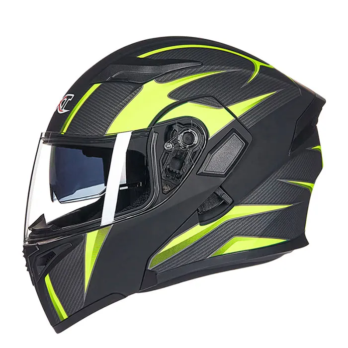 Откидной мотоциклетный шлем, двойная линза, полнолицевой шлем, шлем Casco Racing Capacete с внутренним солнцезащитным козырьком, можно положить bluetooth-гарнитуру 902 - Цвет: black green
