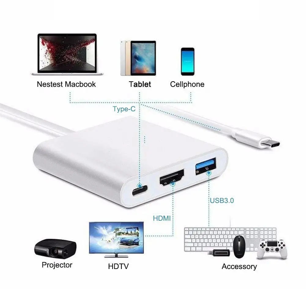 USB 3 1 Type C к 4K HDMI/USB 0/USB зарядный порт OTG адаптер кабель конвертер для нового MacBook