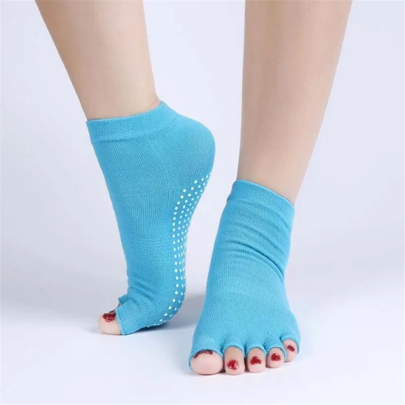 1pair Cotton Half Toe Socks Non Slip Peep Toe Anti Slip Pilates Ankle