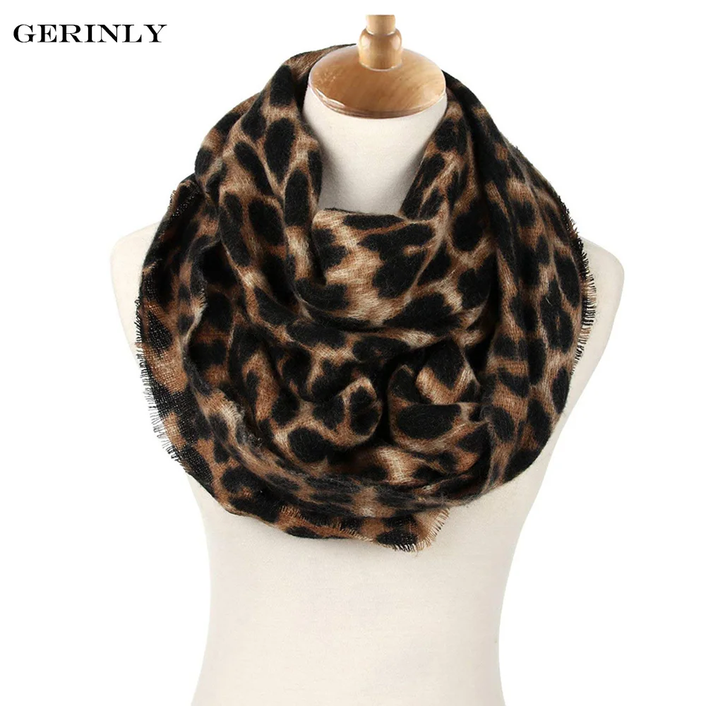 2019 Newest Ring Scarf Women Leopard Print Infinity Scarves Wraps Cashmere Neck Circle Scarf