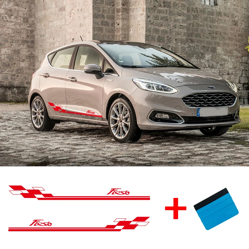 Виниловая наклейка с полосками сбоку для автомобилей Ford Fiesta 2 шт.|Наклейки на