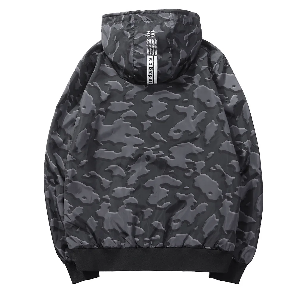 European Size Camouflage Hooded Mens Spring Jackets Men Streetwear Jacket Coat Thin Style Casual Windbreaker Outwear for Autumn