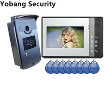 Yobang Security freeship 7″ Video Door Phone Doorbell door Intercom IR Camera Monitor with RFID Keyfobs RFID Access Camera