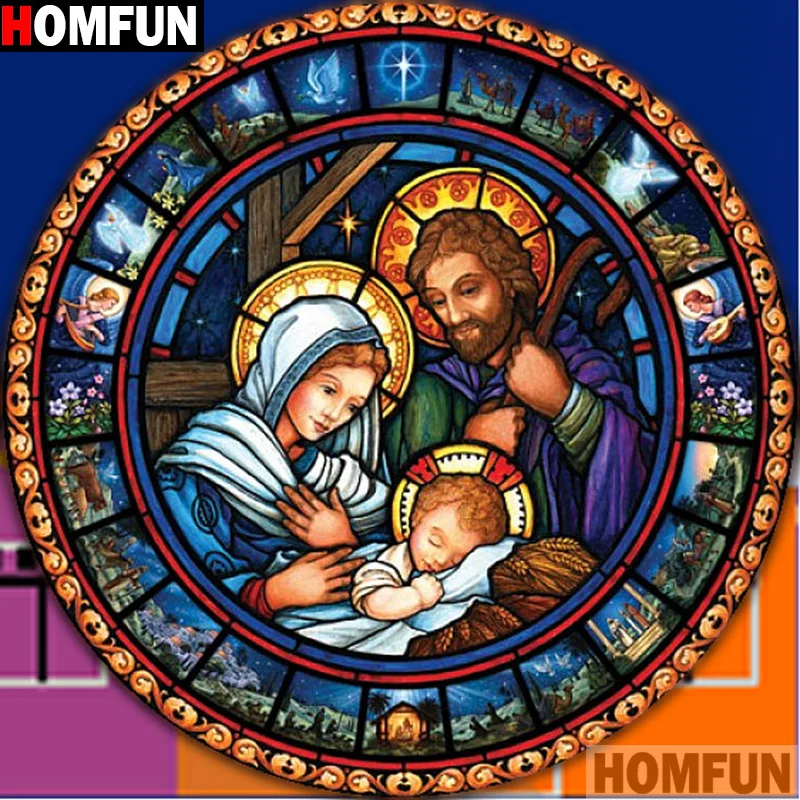 

HOMFUN Full Square/Round 5D DIY Diamond Embroidery "Religious Jesus" Diamond Painting Cross Stitch Rhinestone 5D A15423