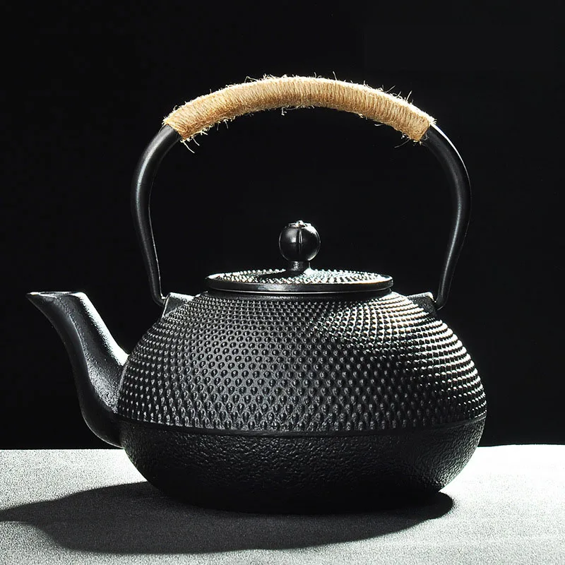 Настоящий японский чугунный чайный горшок, чайный горшок, чайник, посуда для напитков, 800 мл, кунг-фу, заварки, металлический сетчатый фильтр, инструменты для приготовления пищи
