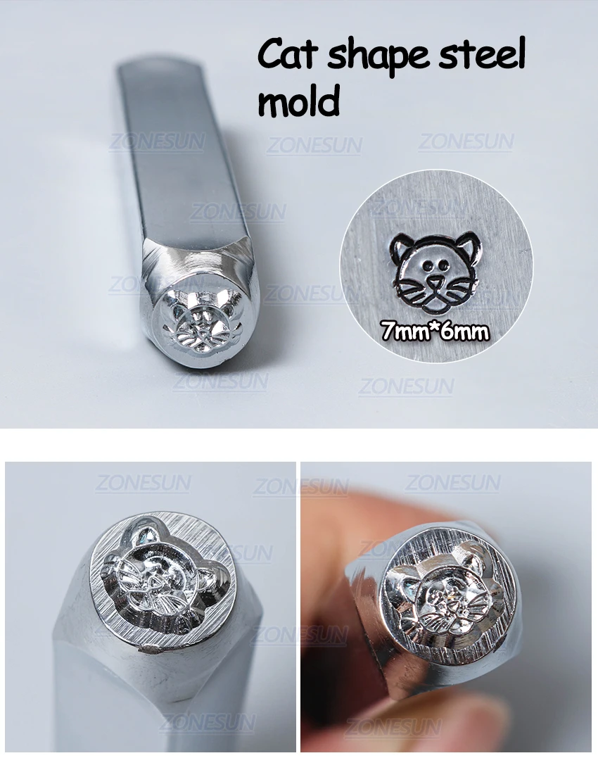 ZONESUN ювелирное изделие в виде кошки штампованная металлическая Алфавит логотип стальные штампы для тиснения инструмент для маркировки штамповка для золотого кольцо браслет ожерелье