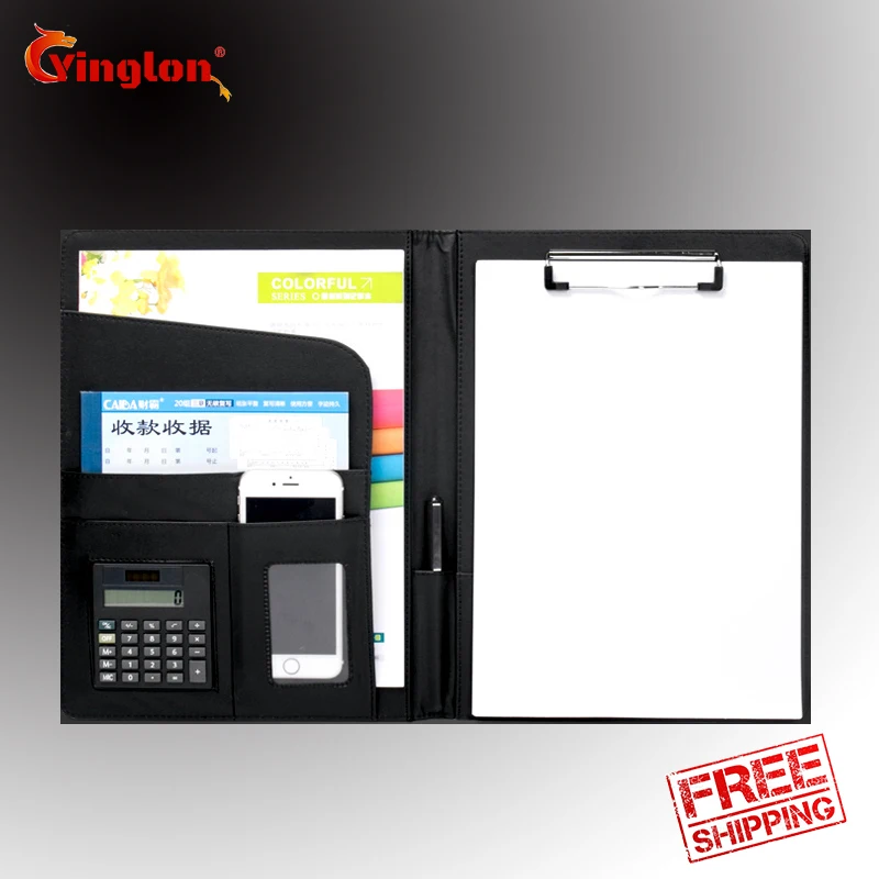

Free Shipping A4 multi-function business office dedicated folder sales manager clip black folders