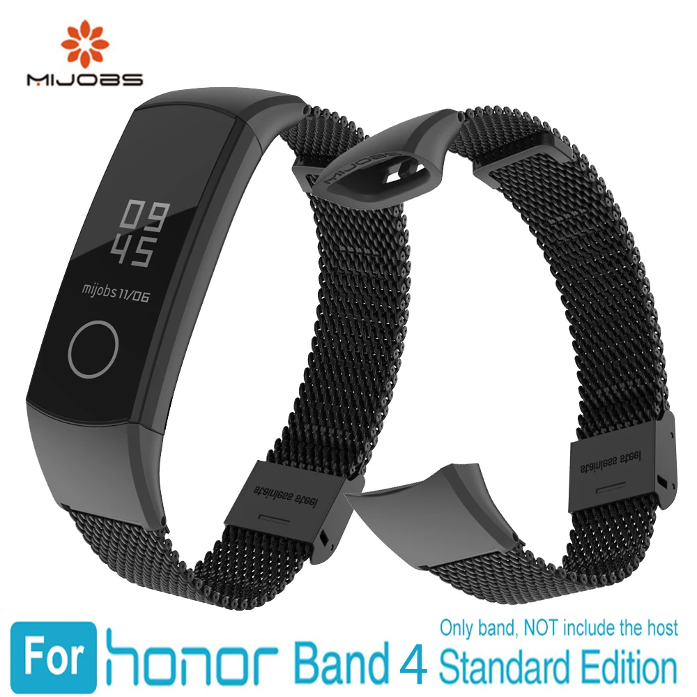 Mijobs ремешок для Huawei Honor Band 4 умные аксессуары браслет из нержавеющей стали