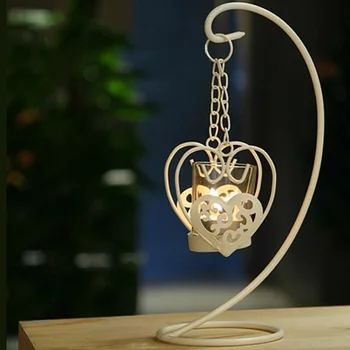 

Romantic Iron Candlestick White Glass Candle Holder Candlelight Dinner Wedding Home Decoration Birthday Valentine's Day Gift