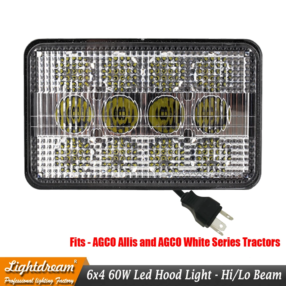 AGCO Allis White Series LED Hood Light TL9020 6x4 Hi Lo Flood Spot Beam Pattern 12