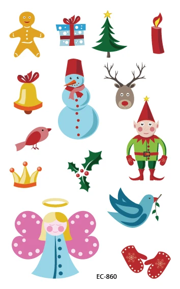 Rocooart Christmas Decorations Tattoo Stickers Children Party Gift Temporary Tattoo Santa Tattoo For Kids White Snow Fake Tatoo - Цвет: EC-860