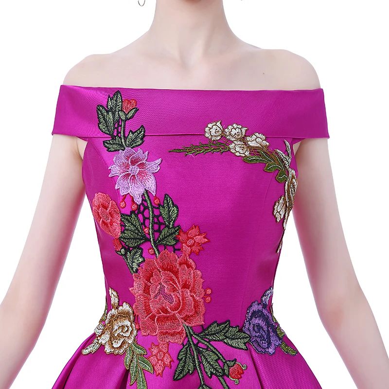 DongCMY/ вечерние платья средней длины на шнуровке фиолетового вечерние с цветочным узором для выпускного вечера