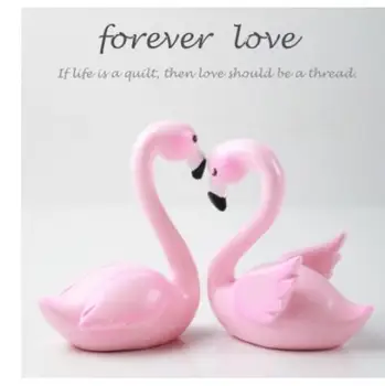

Baked decoration party cake wedding pink love bird flamingo scene cake creative Love small doll decorations crafts wholesale