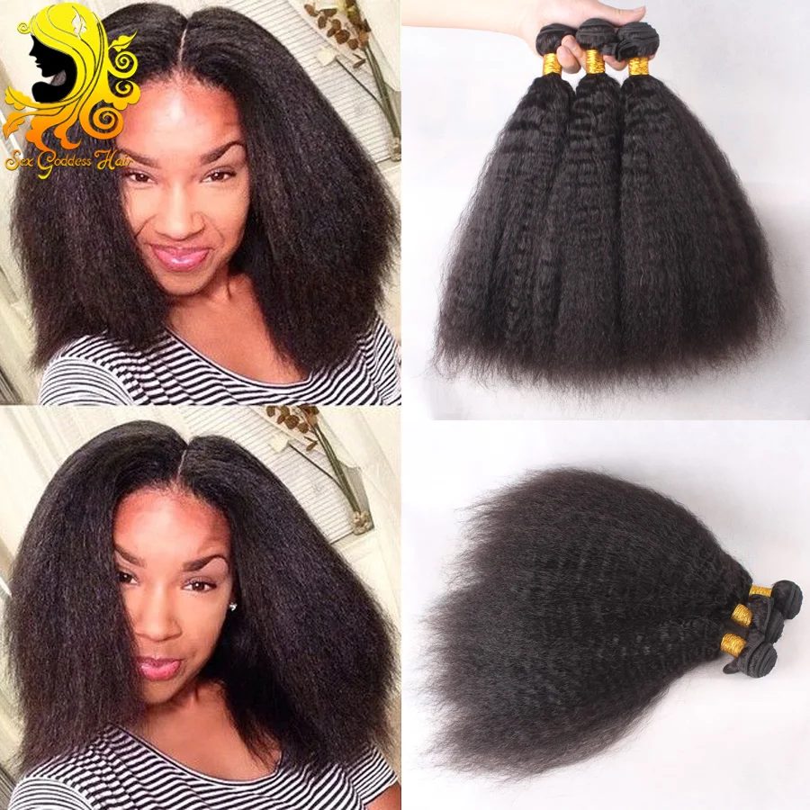 Best Mongolian Kinky Straight Hair Weave 3 Pcs LotYaki Human Hair