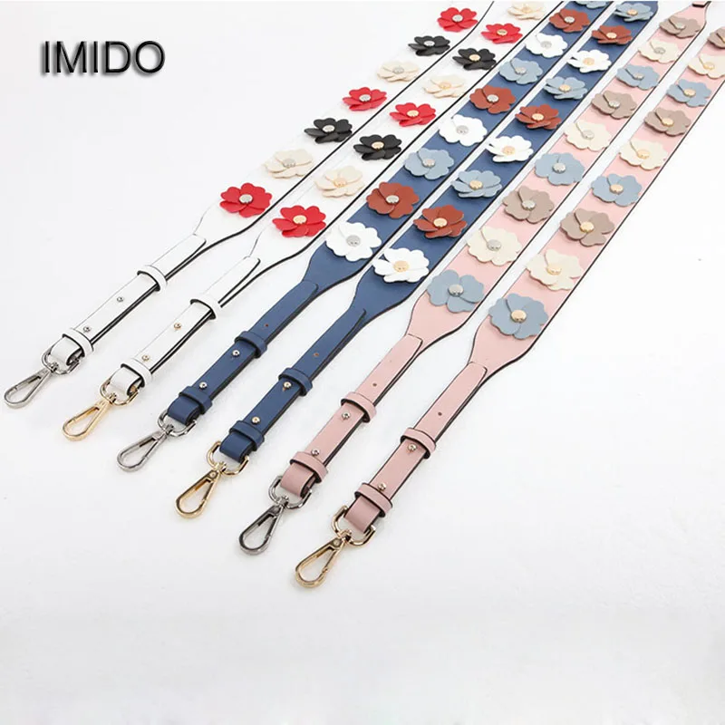 IMIDO Luxury Flower Women replacement straps leather shoulder belt bag handles handbags accessories parts for bags White STP053 IMIDO Luxury Flower Women replacement straps leather shoulder belt bag handles handbags accessories parts for bags White STP053