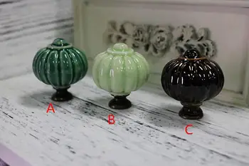 

Pumpkin Ceramic Knobs Drawer Knob Pulls Handles Dresser Knob Kitchen Cabinet Door Handles Light Dark Green Brown