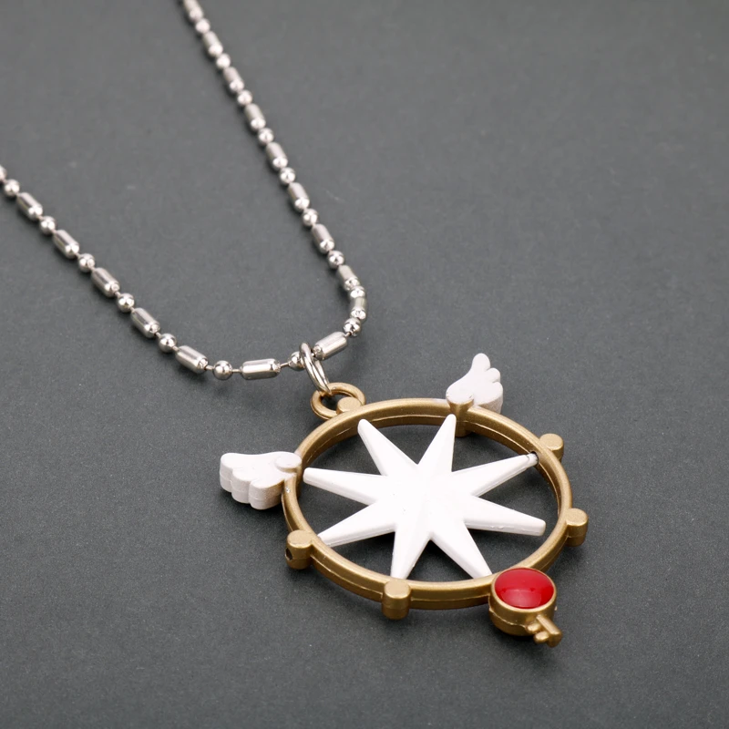 Card Captor Sakura Kinomoto Sakura Star Wand Key Necklace Pendant Chain Cosplay