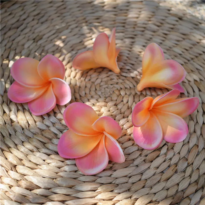 20pcs Light Coral Frangipani Plumerias Natural Real Touch Flowers Artificial Flower For Cake