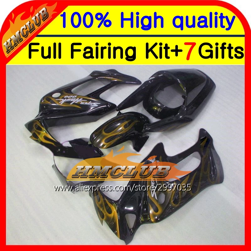 

Body For HONDA SuperHawk VTR1000F 97-05 Gold flames 44HM58 VTR 1000 F VTR 1000F 97 98 99 00 01 02 03 04 05 NEW Golden Fairing